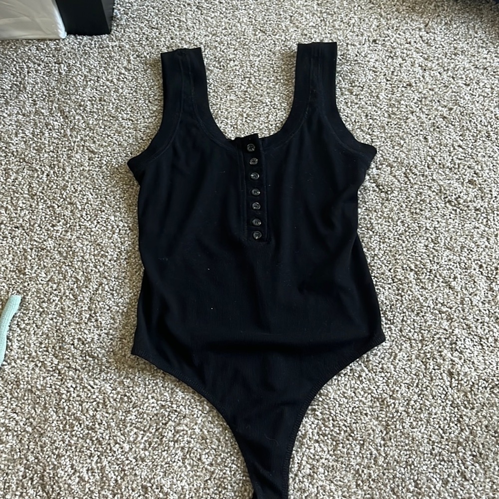AUDREY 3+1 black ribbed button up bodysuit